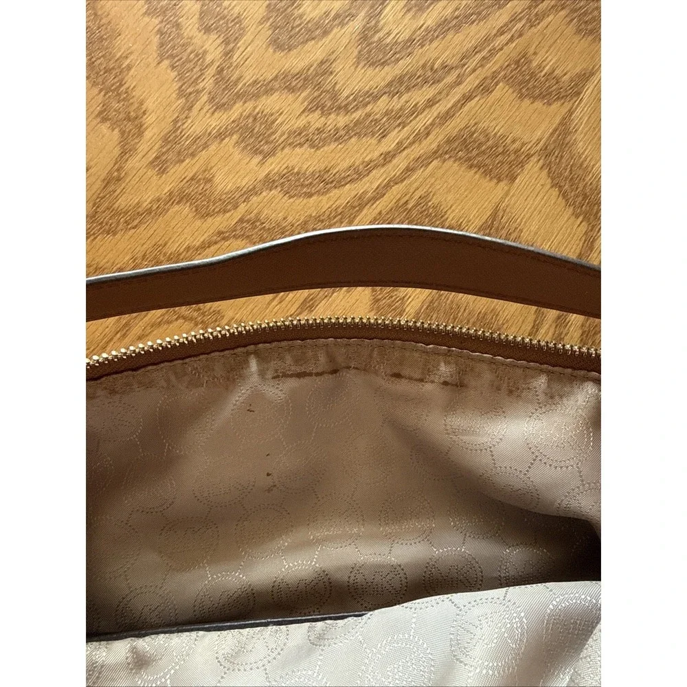 Michael Kors Kempton Tote Navy Nylon & Brown Trim Gold Tone Hardware Accents